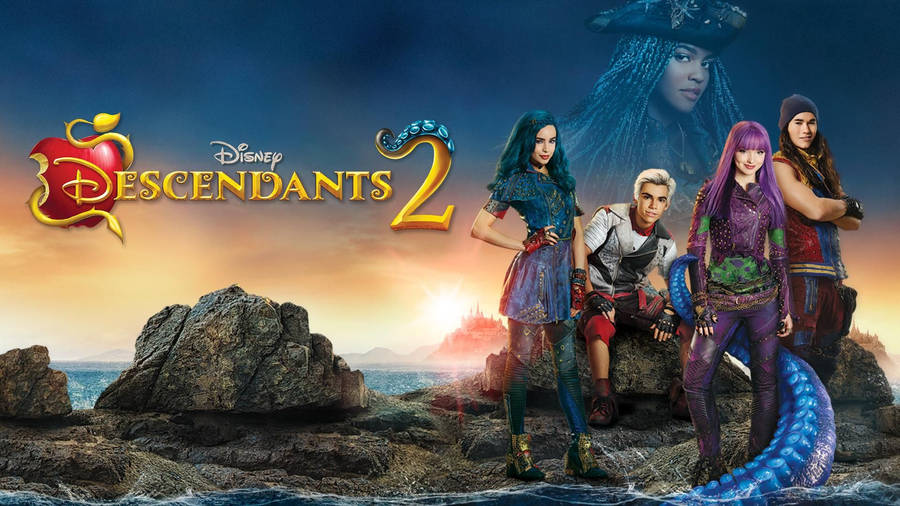 Descendants 2 Characters On Seaside Wallpaper