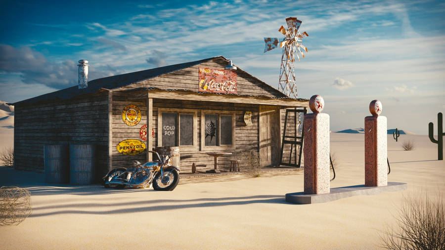 Desert Gas Station Wallpaper