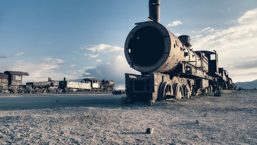 Deserted Train Graveyard Wallpaper