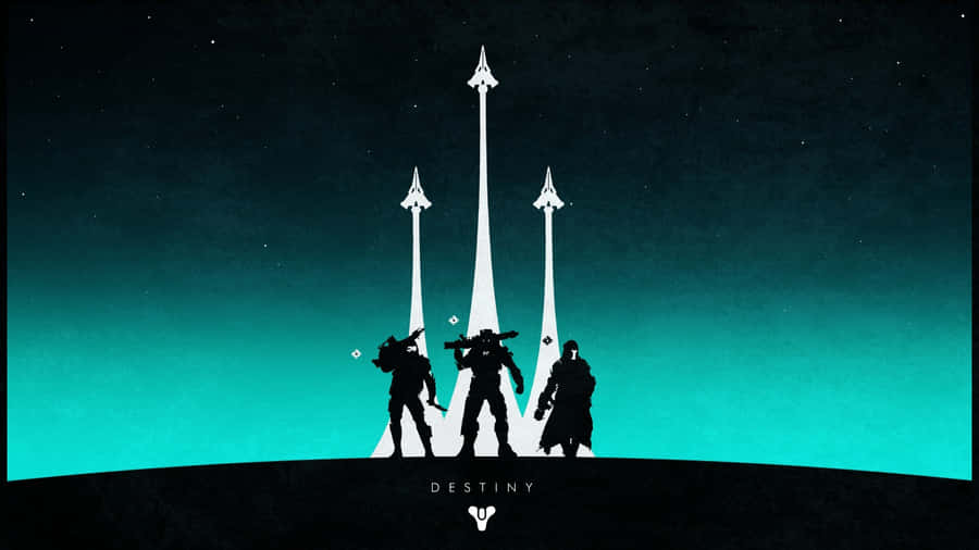 Destiny Silhouette Pixel Art Wallpaper