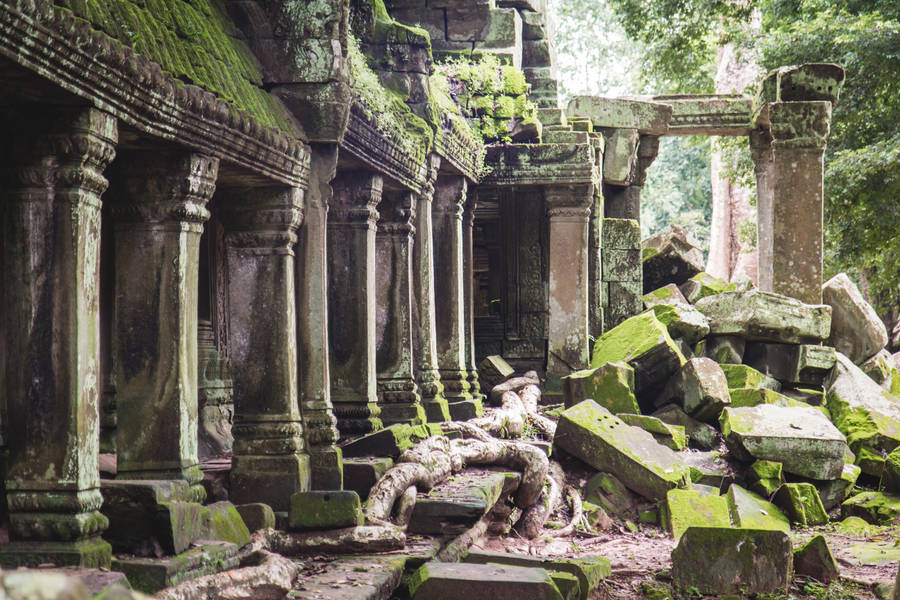 Destroyed Temple In Cambodia Wallpaper