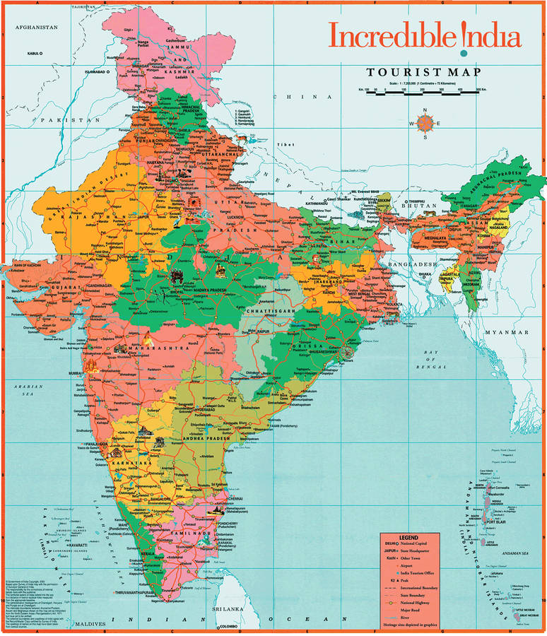 Detailed Map Of Incredible India Wallpaper