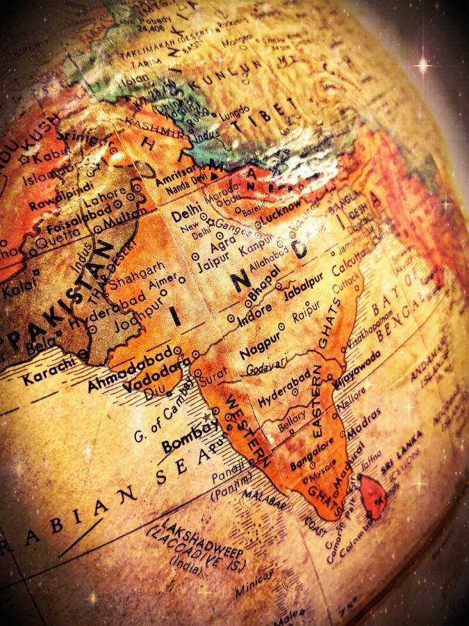 Detailed Map Of India On Globe Wallpaper