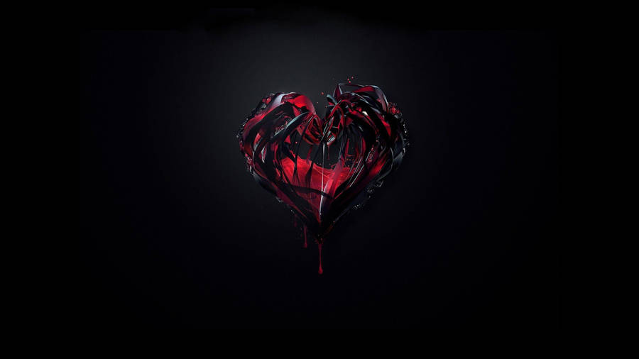 Detailed Red Abstract Heart Black Lover Background Wallpaper