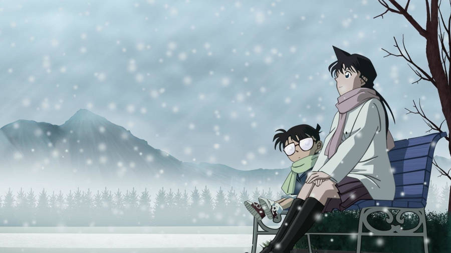 Detective Conan With Ran In Snow Wallpaper