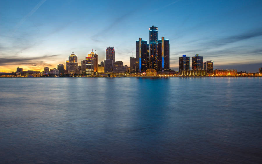 Detroit Skyline From Lake Michign Wallpaper