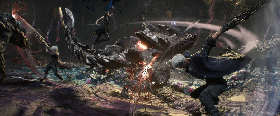 Devil May Cry 5 Nero V Dante Fighting 4k Wallpaper Wallpaper