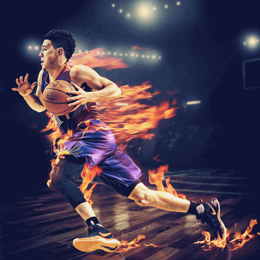 Devin Booker Purple Phoenix Flames Wallpaper