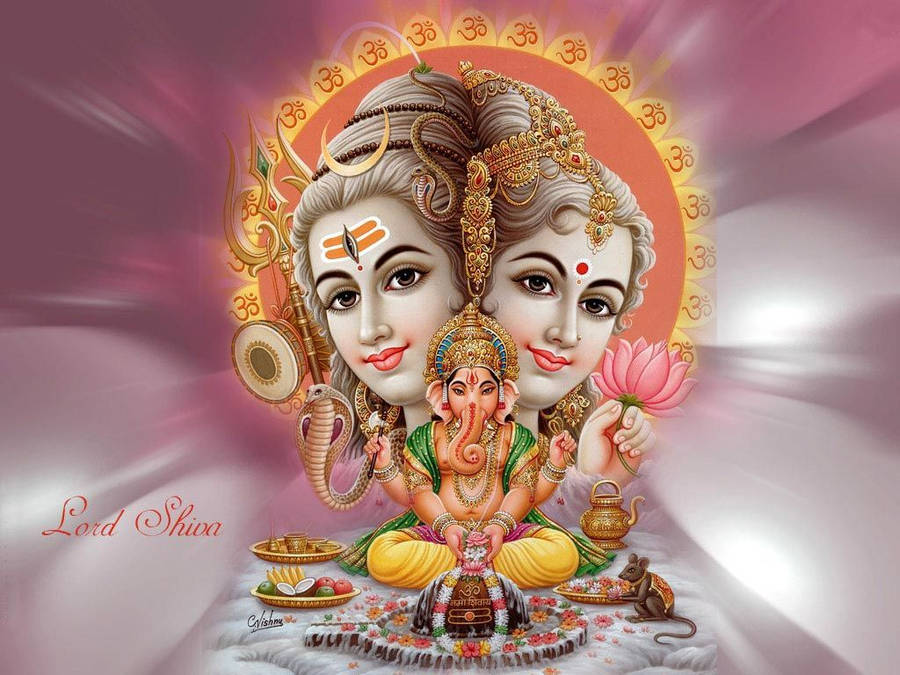 Devotional Portrait - Shiv Parivar With Grown-up Ganesha Wallpaper