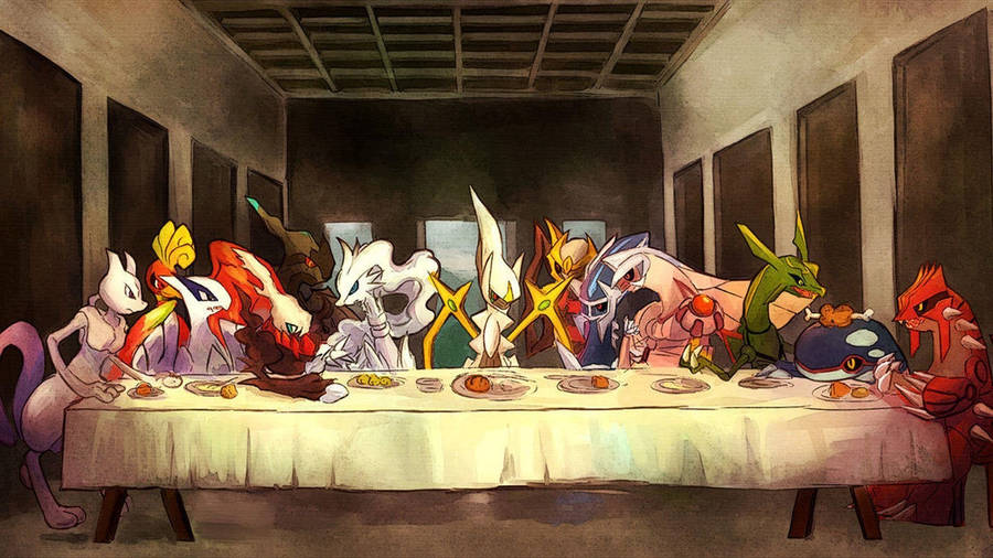 Dialga, The Legendary Pokémon, And The Last Supper Wallpaper