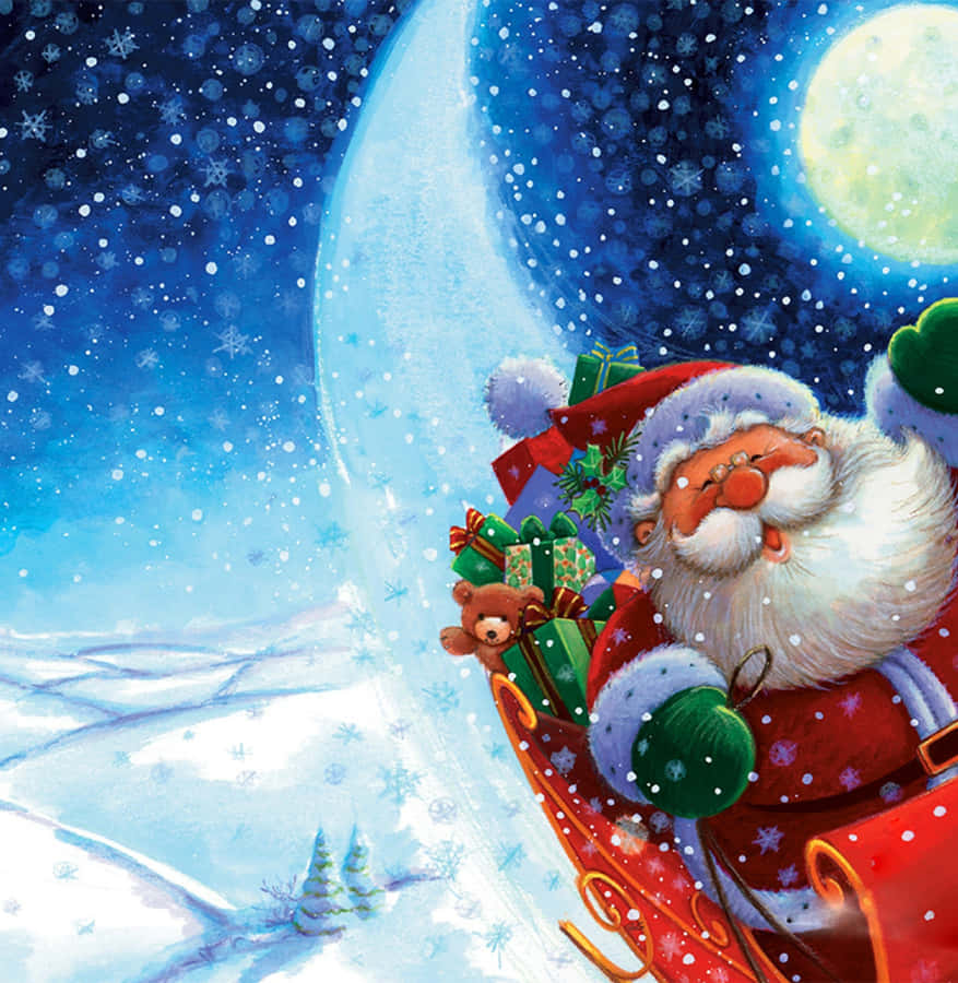 Digital Art Of Cool Christmas Eve Happy Santa Claus Wallpaper