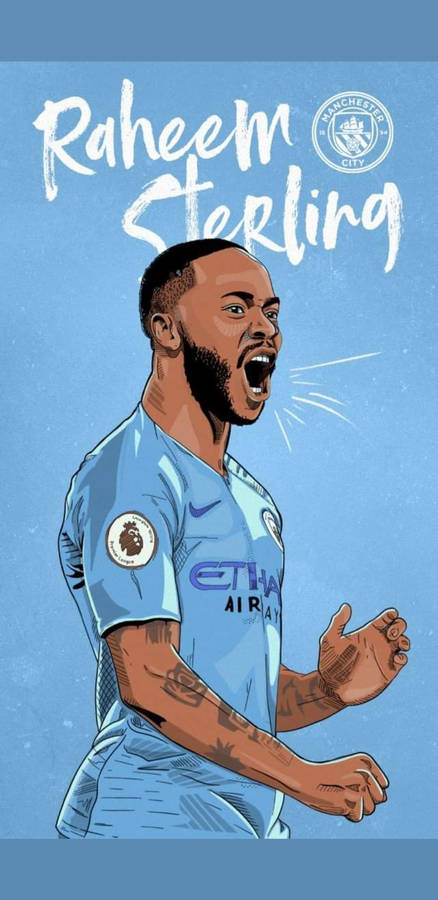 Digital Portrait Of Raheem Sterling Wallpaper