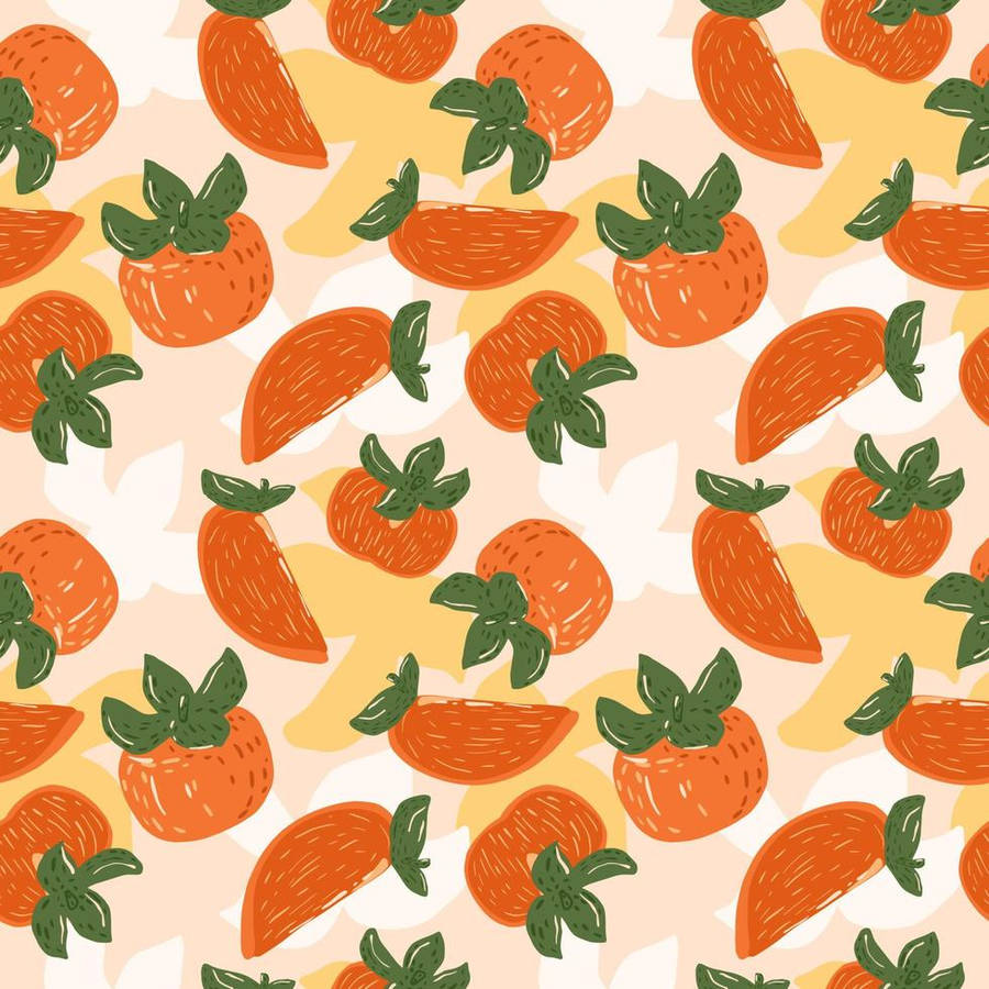 Digital Print Of Persimmon Fruit Wallpaper