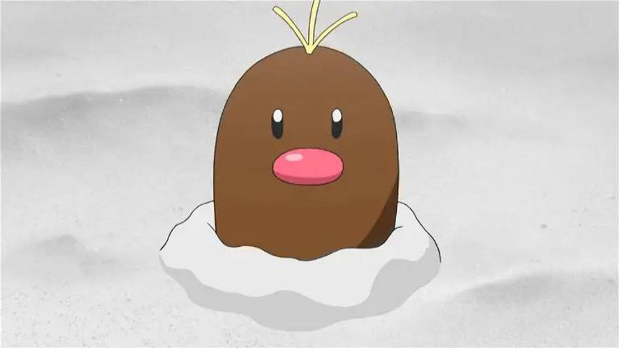 Diglett In Alola Form Snowy White Ground Wallpaper