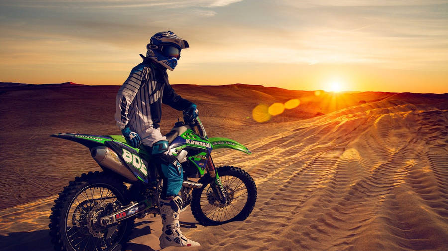 Dirt Bike Sunset View Wallpaper