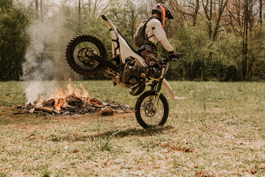 Dirtbike By Campfire Wallpaper