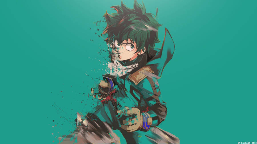 Disintegrating Deku In Green Wallpaper