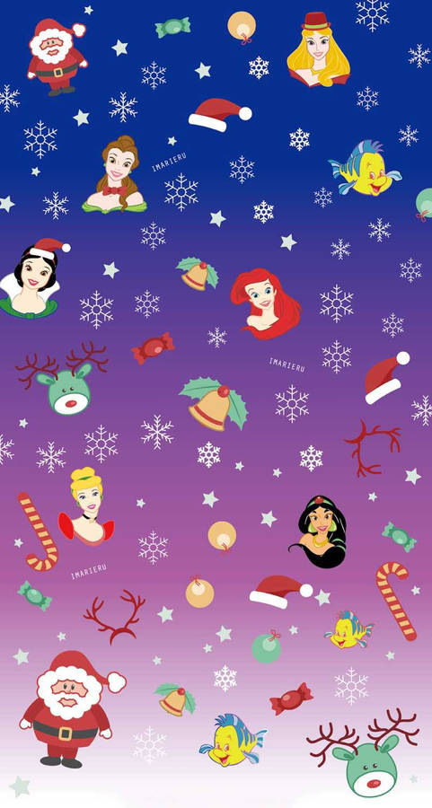 Disney Characters Artful Christmas Iphone Wallpaper