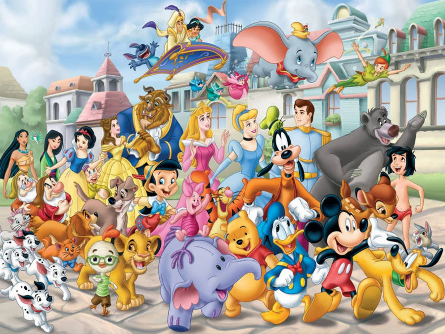 Disney Characters In A Parade Wallpaper