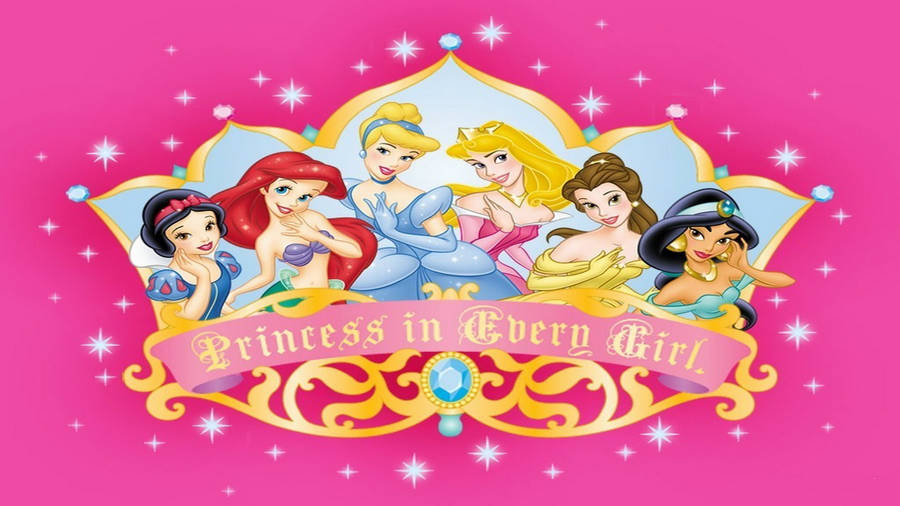 Disney Desktop Princesses In Pink Wallpaper