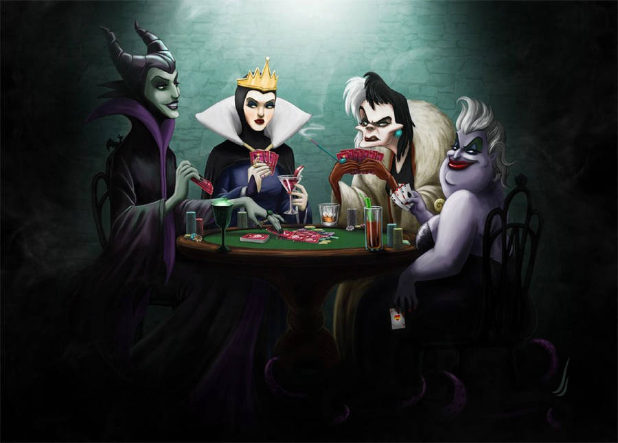 Disney Villains In Gambling Room Wallpaper