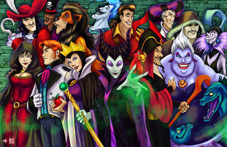 Disney Villains In Green Wall Wallpaper