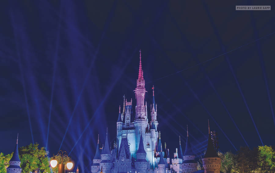 Disney World With Blue Lights Wallpaper