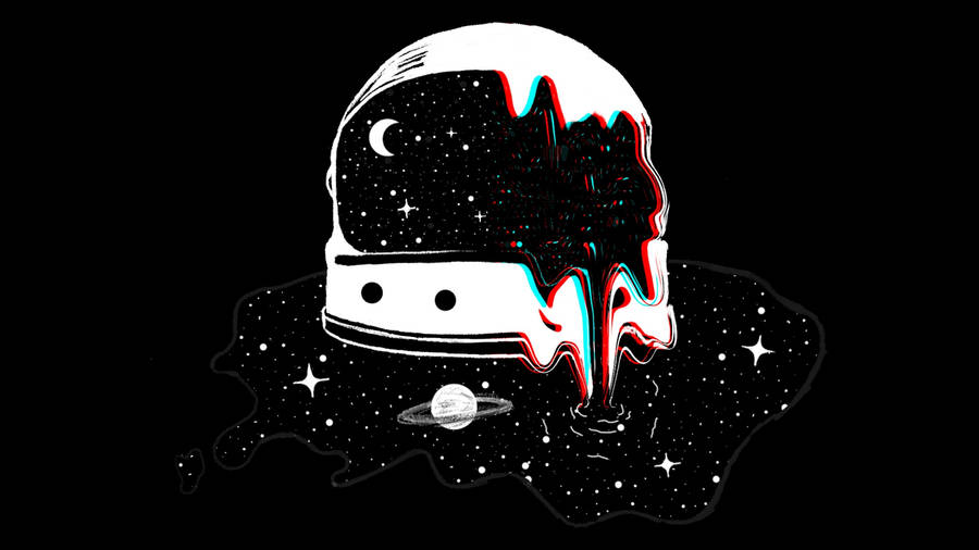 Distorted Astronaut Helmet Trippy Aesthetic Wallpaper