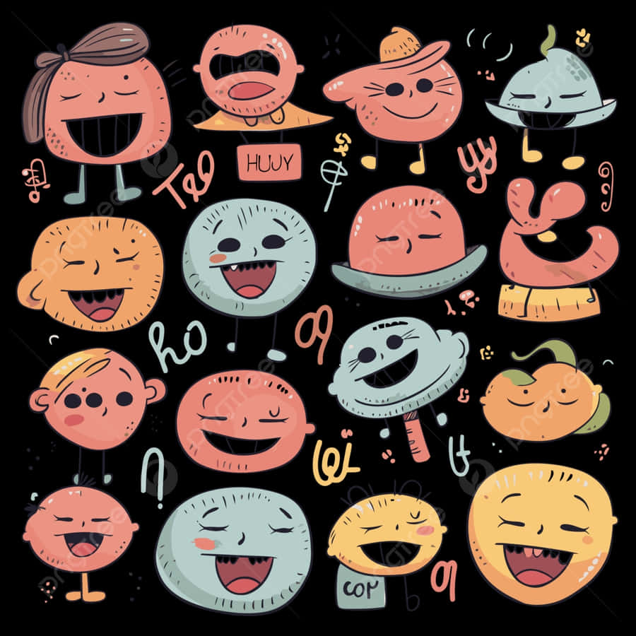 Diverse Smiling Cartoon Faces Wallpaper