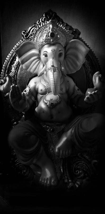 Divine Ganesh Black And White Wallpaper