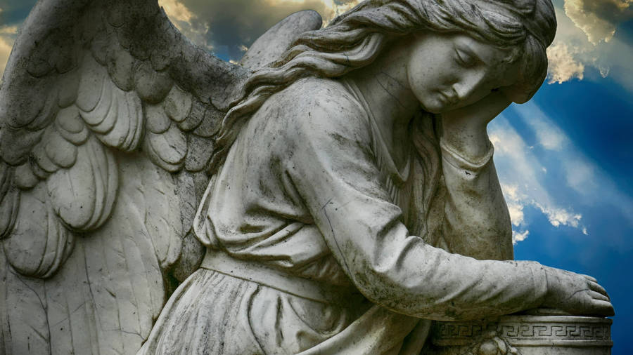 Divine Guardian - A Biblical Angel In Contemplation. Wallpaper