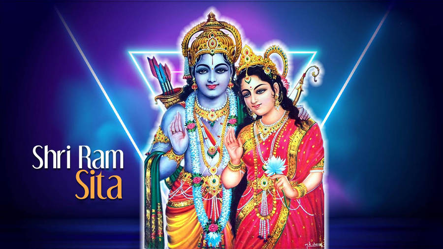 Divine Representation Of Ram And Sita Wallpaper