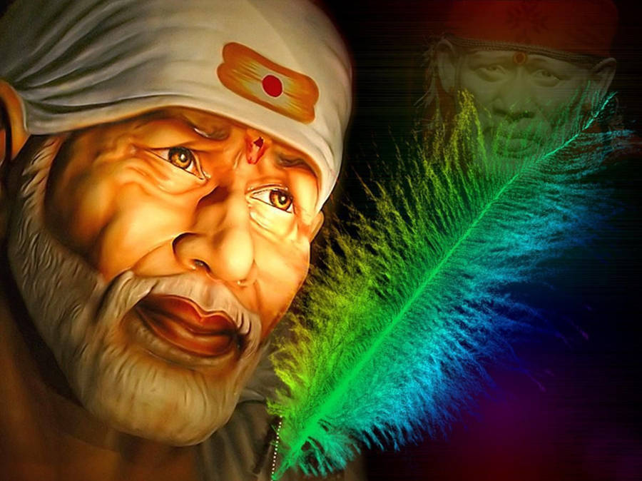 Divine Representation – Sai Baba In 4k Artwork Wallpaper