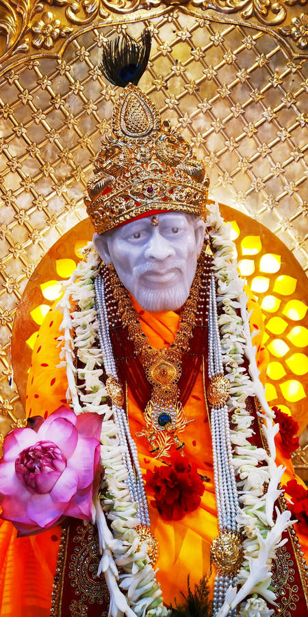 Divine Serenity - Sai Baba On Phone Wallpaper