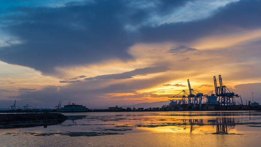 Djibouti Port At Sunset Wallpaper