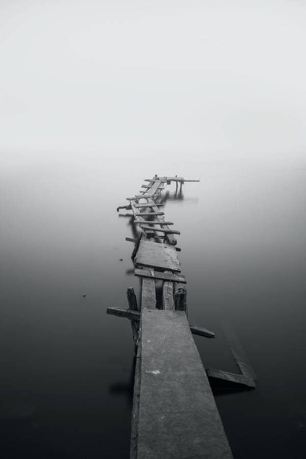 Dock Foggy Lake Iphone Dark Wallpaper