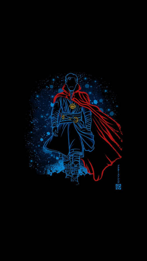 Doctor Strange Minimalist Blue Outlines Wallpaper