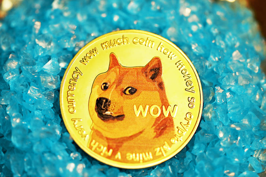 Dogecoin Aqua Crystals Wallpaper