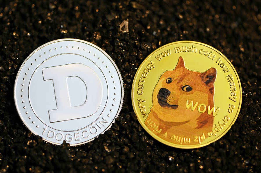 Dogecoin Silver Gold Tokens Wallpaper