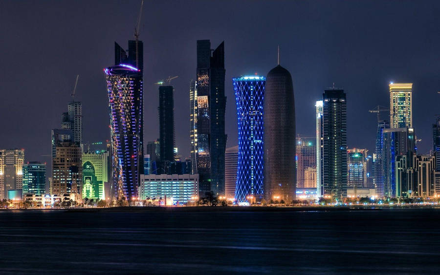 Doha City Light Road Wallpaper