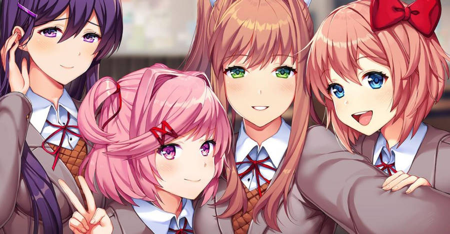 Doki Doki Literature Club Girls Selfie Wallpaper