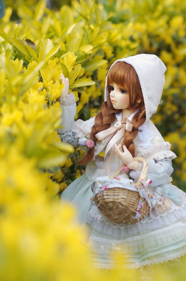 Doll Harvesting In Garden Wallpaper