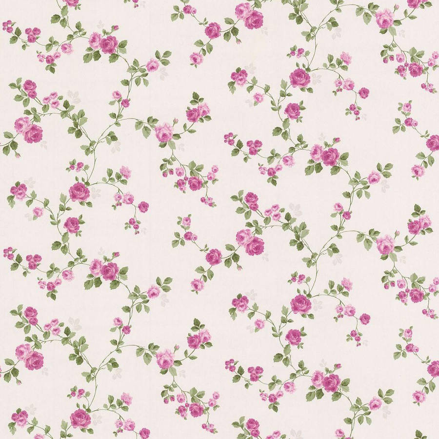 Dollhouse Pink Roses Pattern Wallpaper