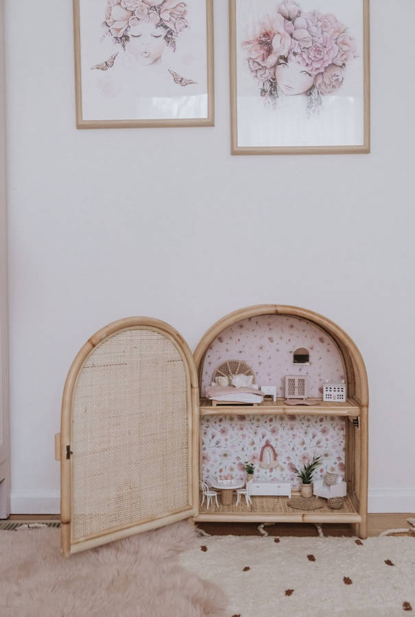 Dollhouse Rattan Furniture Wallpaper