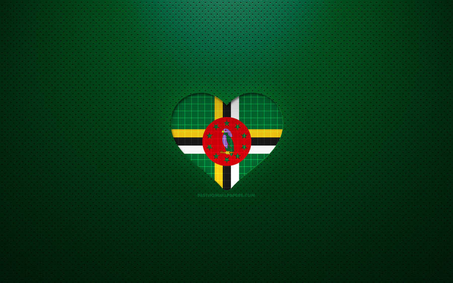 Dominica Heart-shaped Flag Wallpaper