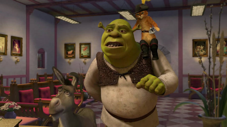 Donkey Puss And Shrek 2 Wallpaper