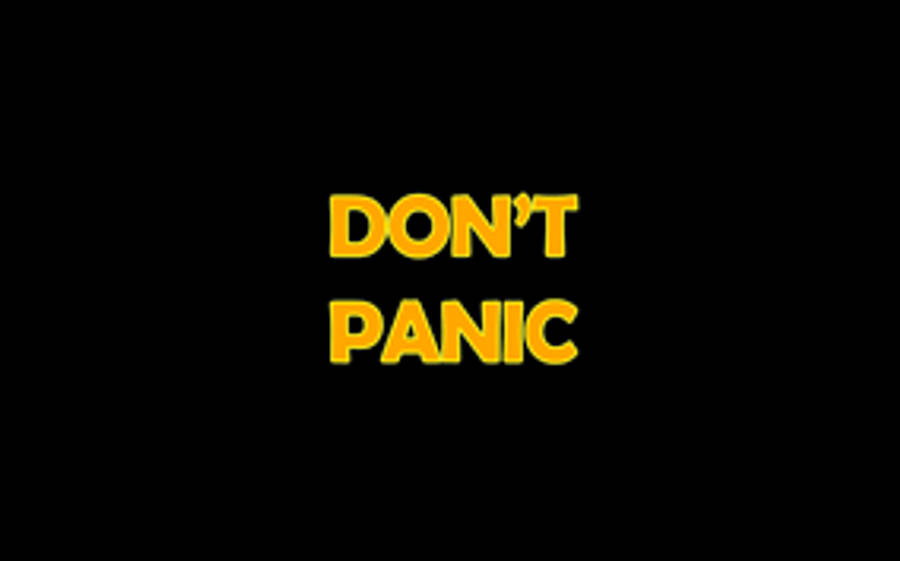 Don’t Panic Yellow Black Background Wallpaper