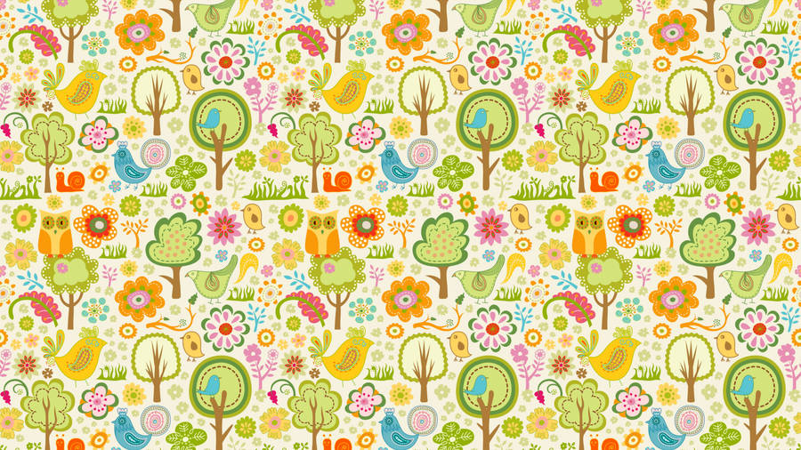 Doodle Art Nature Pattern Wallpaper