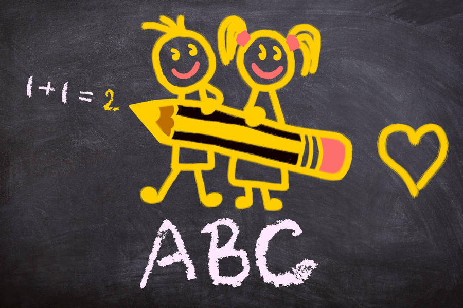 Doodle Artwork With White Chalk Labeled As Abc Wallpaper