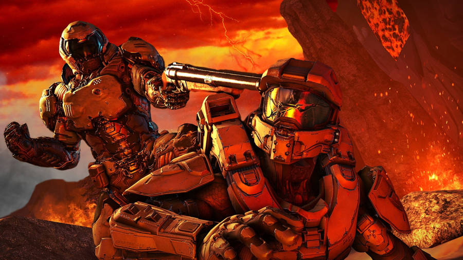 Doomguy Crossover Halo Wallpaper